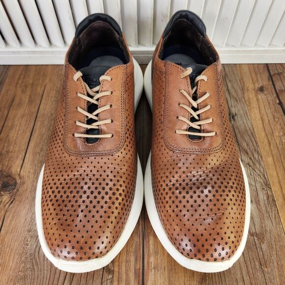 Flag LTD Kendrick Perf U-Throat Mens Sz 9M Brown Leather Perforated Preppy Shoes - Picture 8 of 9